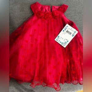 New red floral holiday dress size 2t